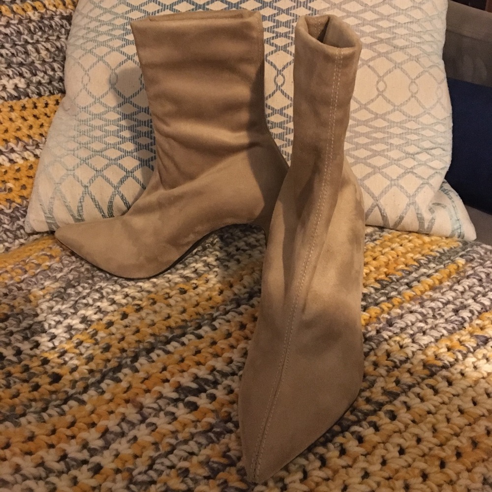Theory Women's Natural Faux Suede Sock Boot